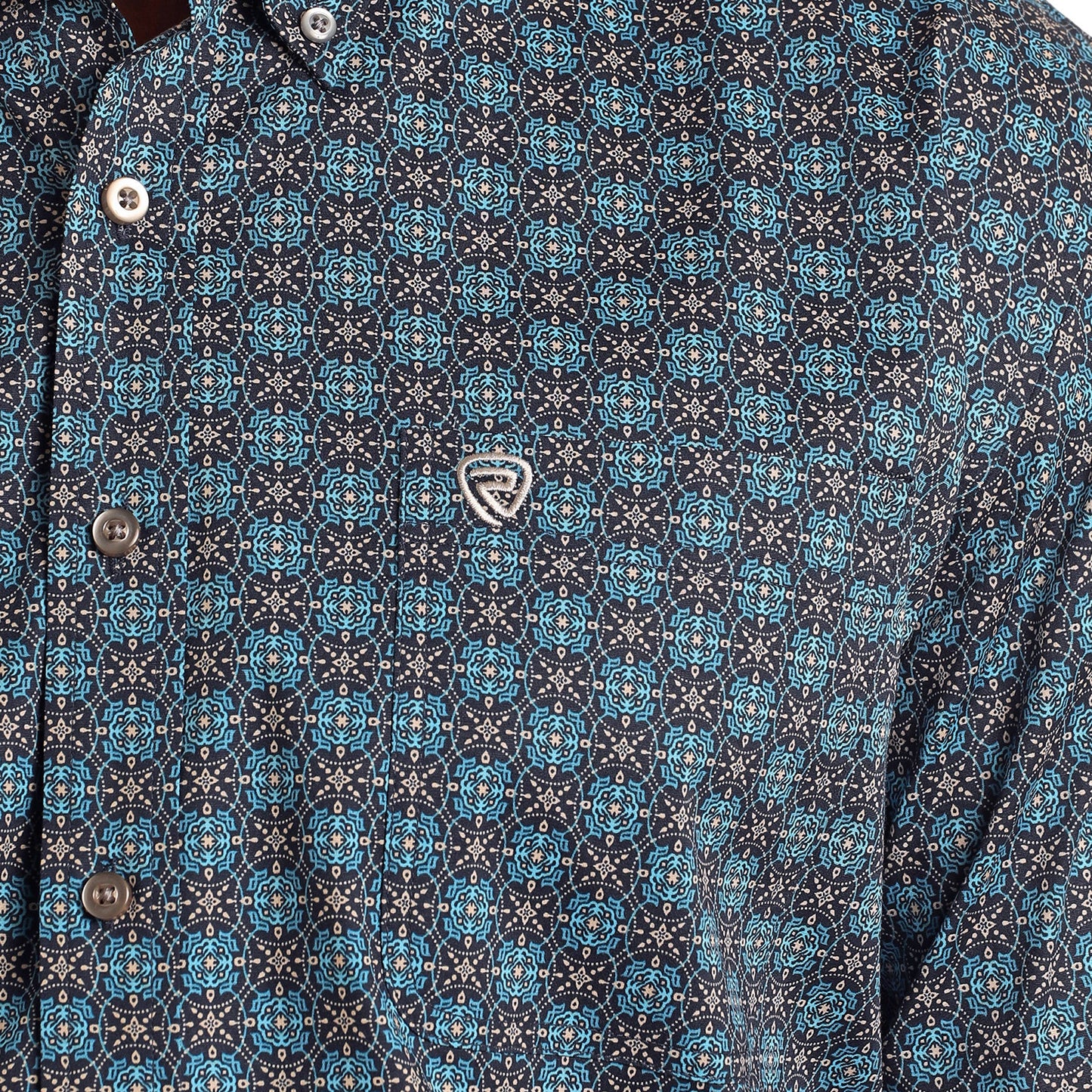Rock & Roll Denim Men's Medallion Print Button-Down Shirt
