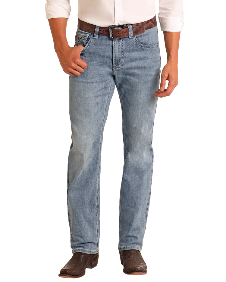Rock & Roll Denim High Rise Regular Fit Two Tone Stackable Bravo Bootcut Jeans