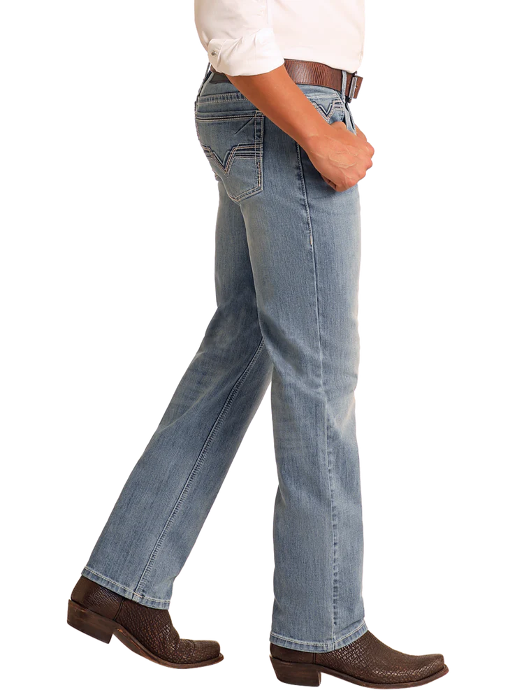 Rock & Roll Denim High Rise Regular Fit Two Tone Stackable Bravo Bootcut Jeans