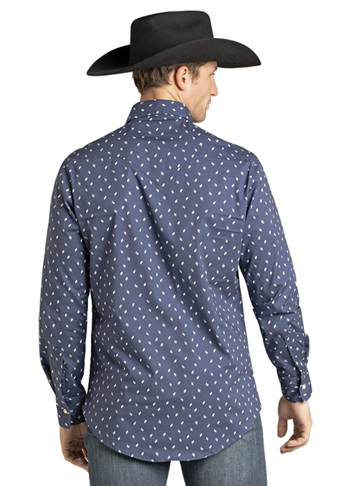 Rock & Roll Navy Geo Print Long Sleeve Snap Shirt