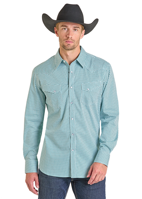 Rock & Roll Geometric Print Slim Fit Snap Shirt