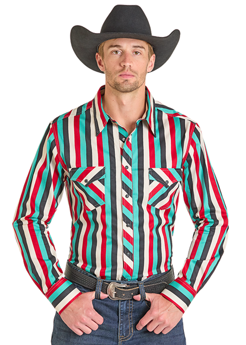 Rock & Roll Men's Dale Brisby Striped Button-Down Shirt