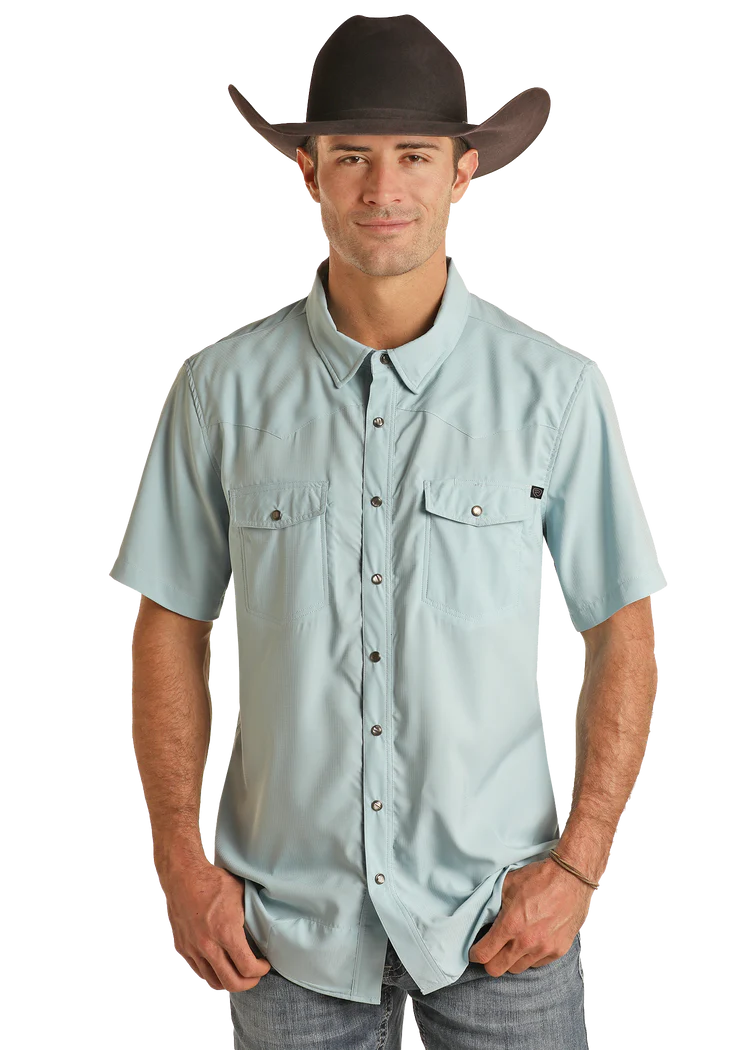 Rock & Roll TEK Western Aqua Short Sleeve Shirt