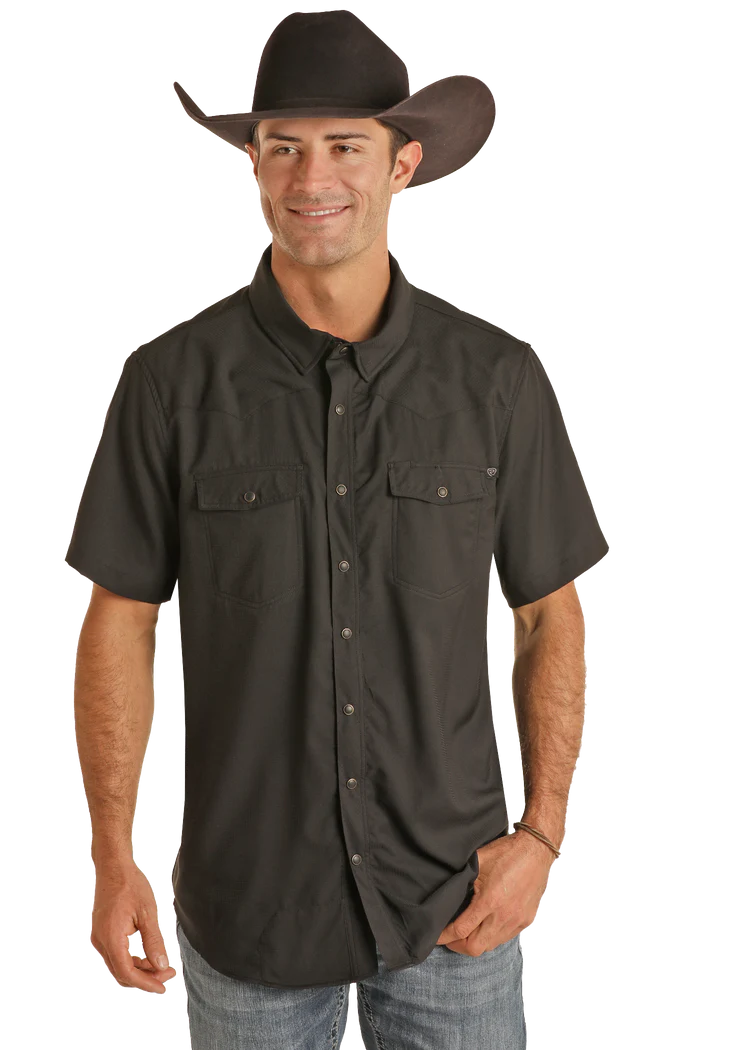 Rock & Roll TEK Western Black Short Sleeve Shirt