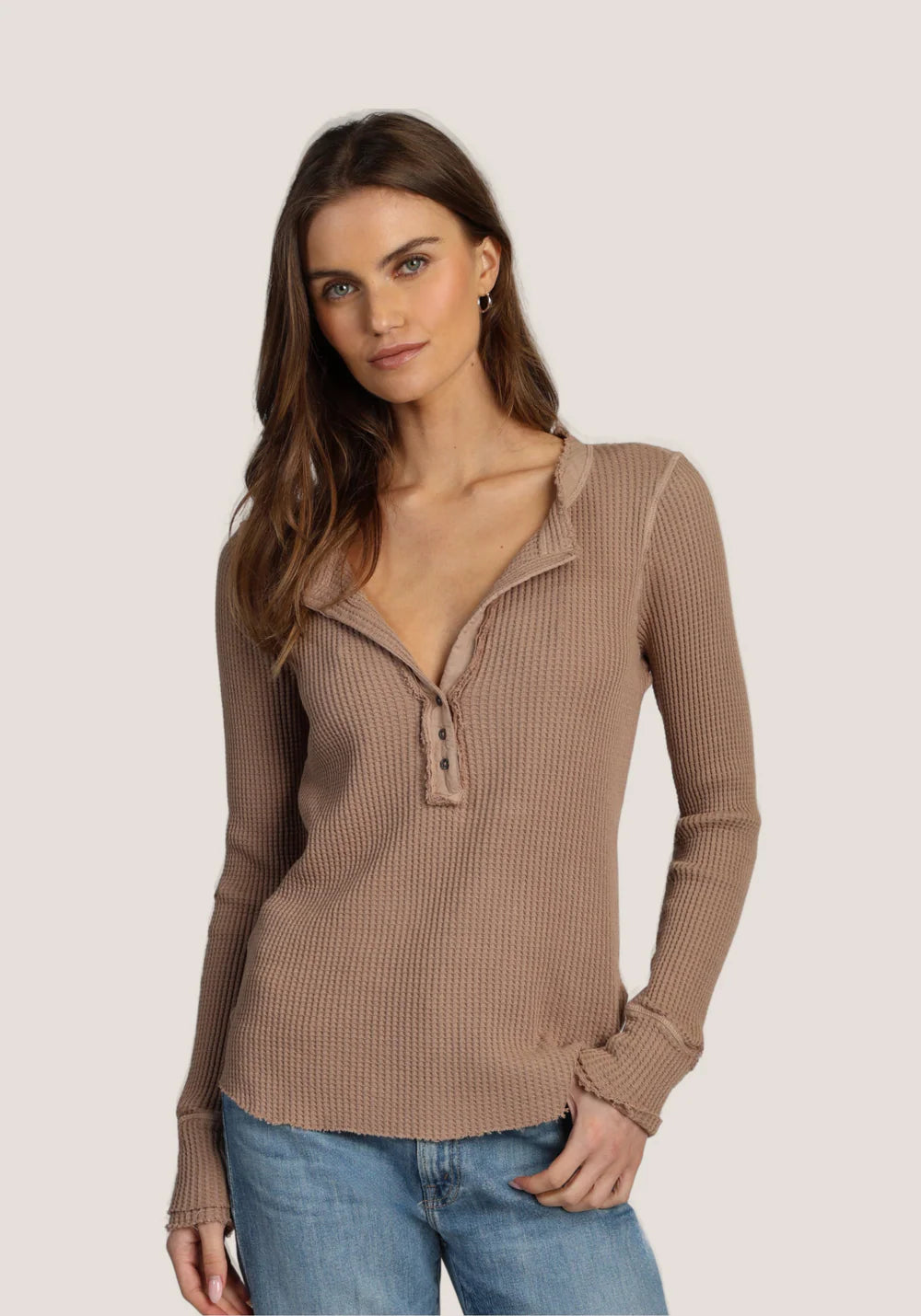 Dylan Brooks Button Top in Taupe