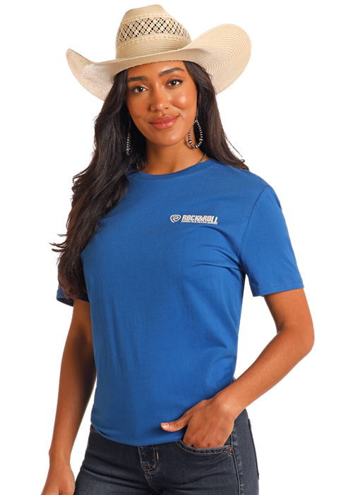Rock & Roll Blue Bucking Bronco Graphic Tee