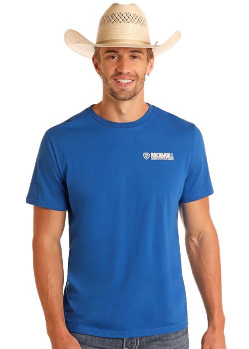 Rock & Roll Blue Bucking Bronco Graphic Tee