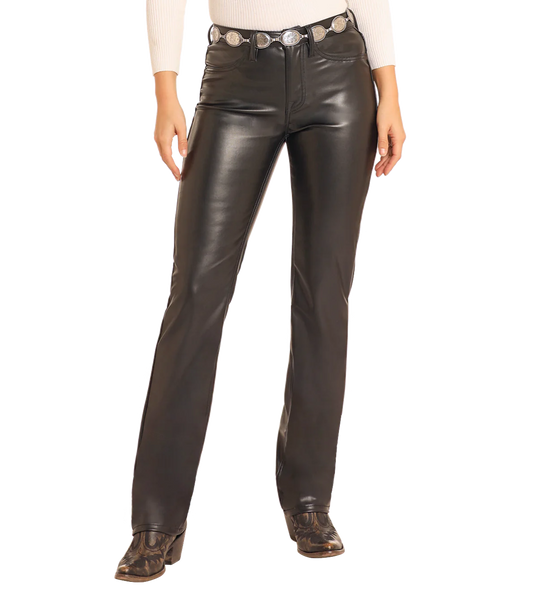 Rock & Roll Denim Leather Modest Bootcut Jeans