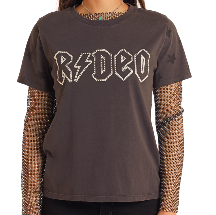 Rock & Roll Denim Rhinestone Rodeo Graphic Tee