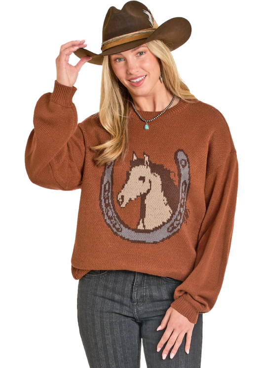 Rock & Roll West Desperado Horseshoe Knit Sweater