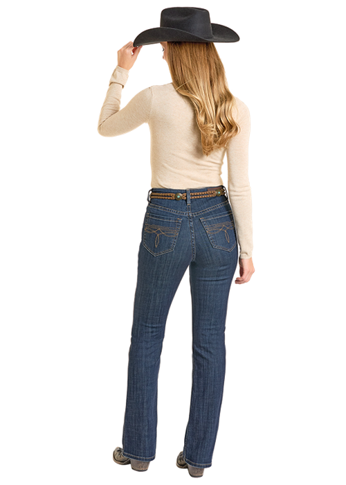 Rock & Roll Front Detail High Rise Boot Cut Jeans