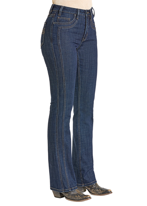 Rock & Roll Front Detail High Rise Boot Cut Jeans