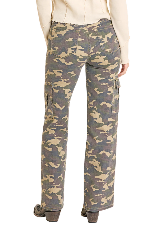 Rock & Roll West Desperado High Rise Camo Cargo Wide Leg Jeans
