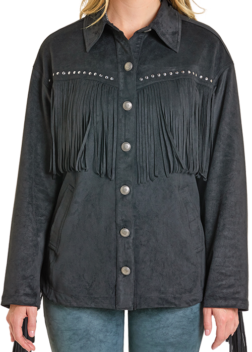 Rock & Roll Denim Microsuede Fringe Jacket