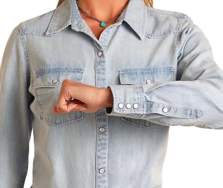 Rock & Roll Denim Women's Denim Long Sleeve Snap Shirt