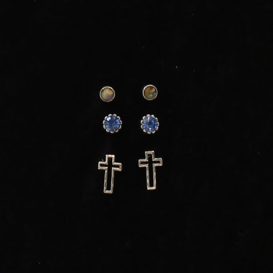 Blazin Roxx Set of 3 Cross Stud Earrings
