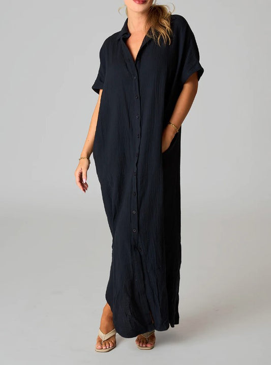 Buddy Love Carmen Cover Up Maxi Dress Black MD/LG