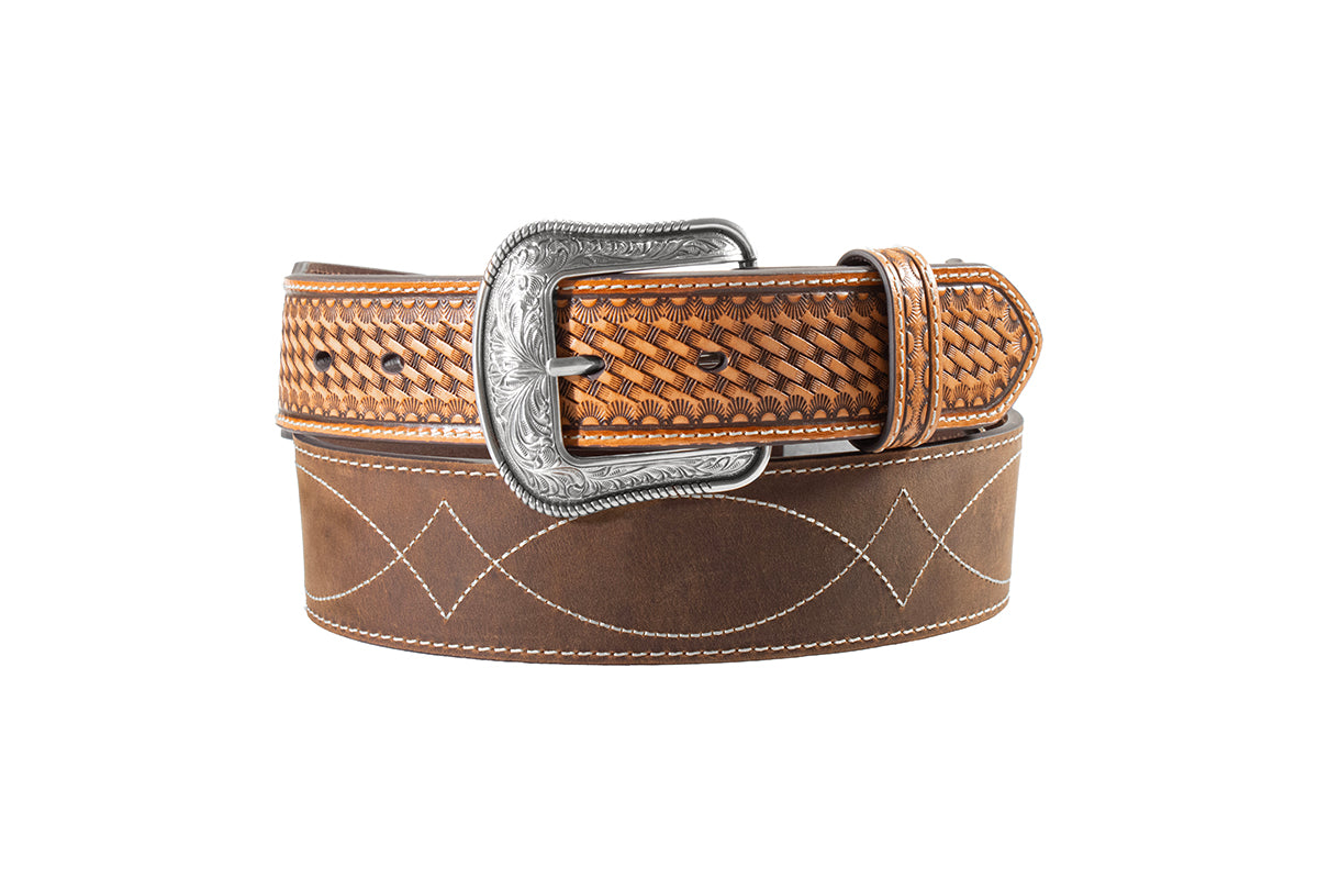 3D Chocolate Boot Stitch Basket Weave Belt