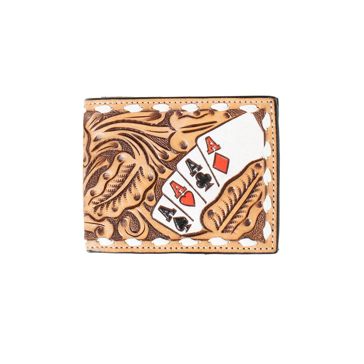 3D Mens Hand Painted Ace Cards Bifold Wallet
