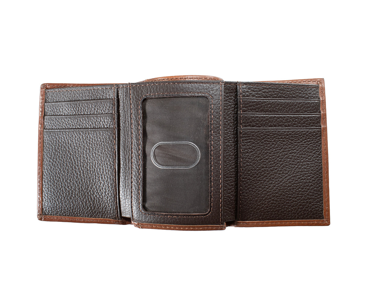 3D Brown Braided Horsehair Trifold Style Wallet