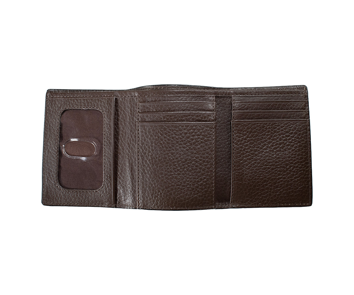 3D Brown Card Suits Trifold Wallet