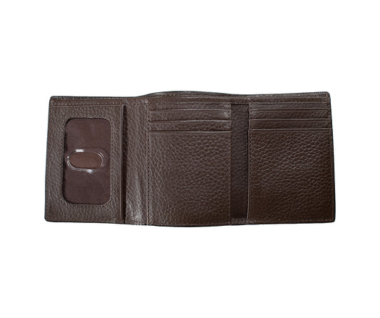 3D Brown Card Suits Trifold Wallet