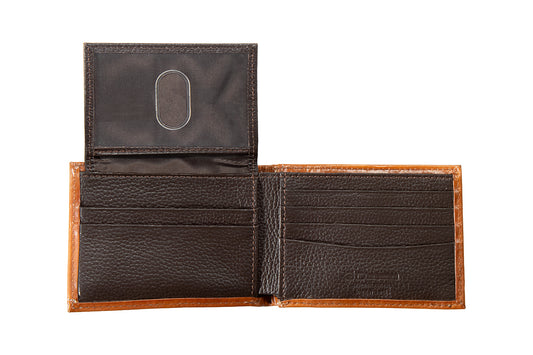3D Tan Basket Weave Overlay Bifold Wallet