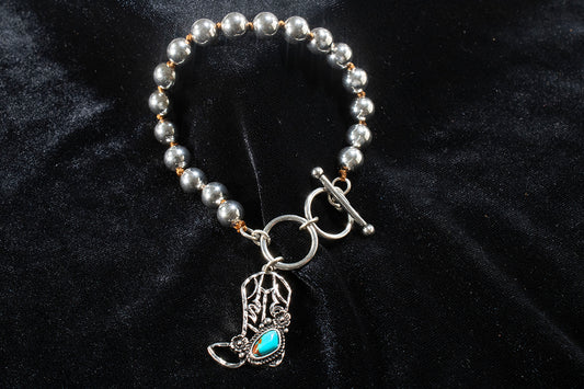 Silver Strike Turquoise Cowboy Boot Bracelet