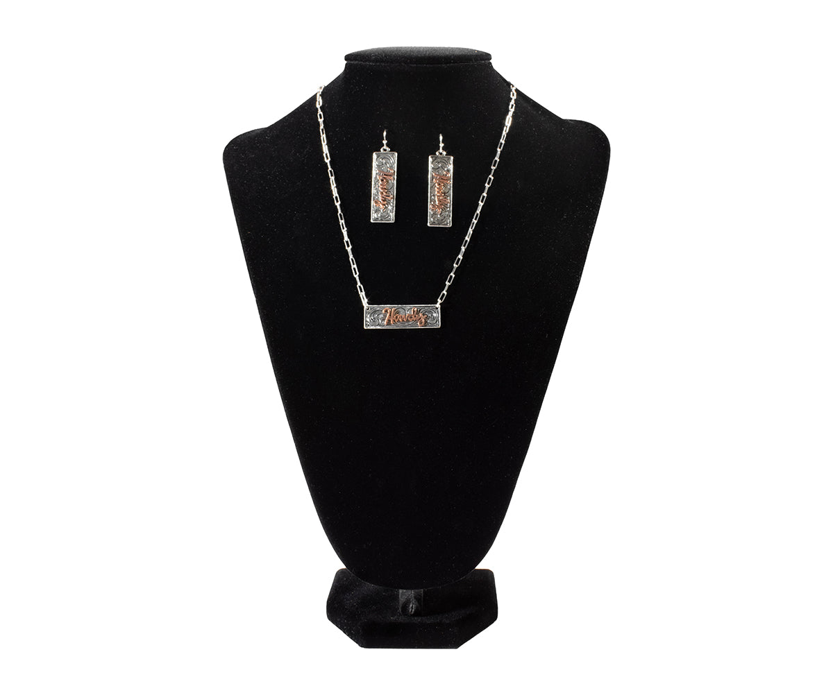 Silver Strike Howdy Necklace and Earring Set