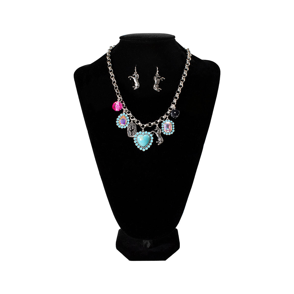 Silver Strike Charm Necklace and Earring Set