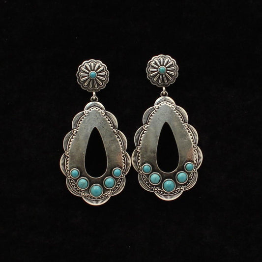 Silver Strike Turquoise Western Oval Earrings