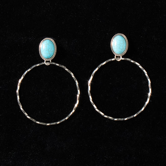 Silver Strike Turquoise Bead Hoop Earrings