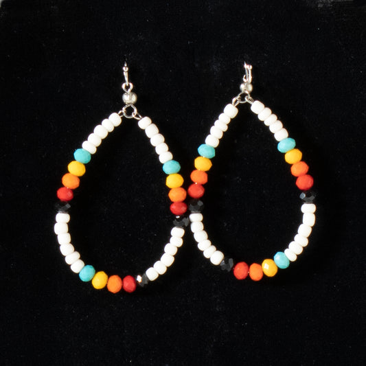 Silver Strike Multicolored Beaded Oval Earrings
