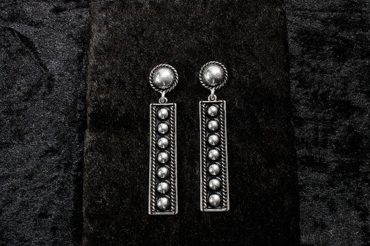 Silver Strike Studded Bar Earrings