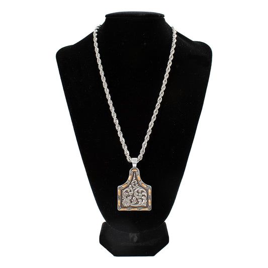 Silver Strike 24" Copper Buck Lace Ear Tag Necklace