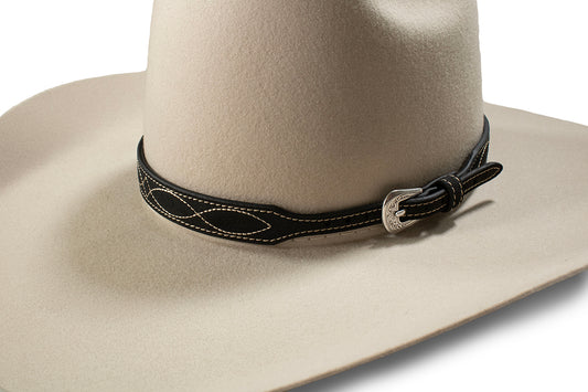 3D Black Roughout Boot Stitch Hatband