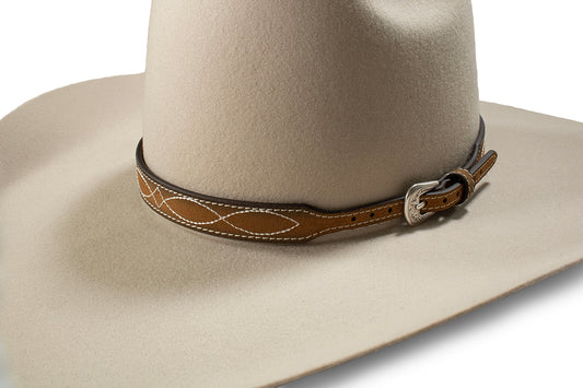 3D Brown Roughout Boot Stitch Hatband