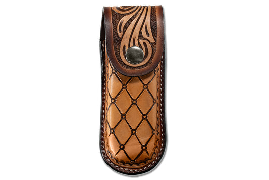 3D Brown Diamond Floral Closed Knife Sheath