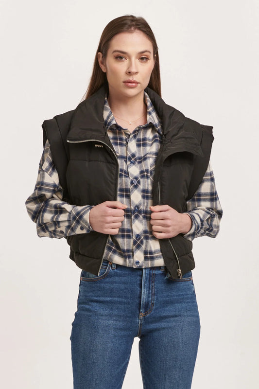 Dear John Rosalia Zipper Relaxed Fit Black Vest
