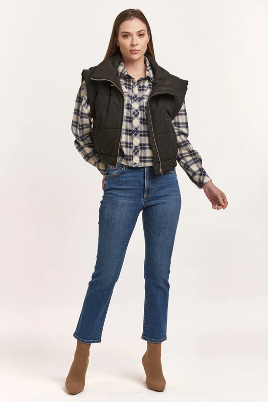 Dear John Rosalia Zipper Relaxed Fit Black Vest