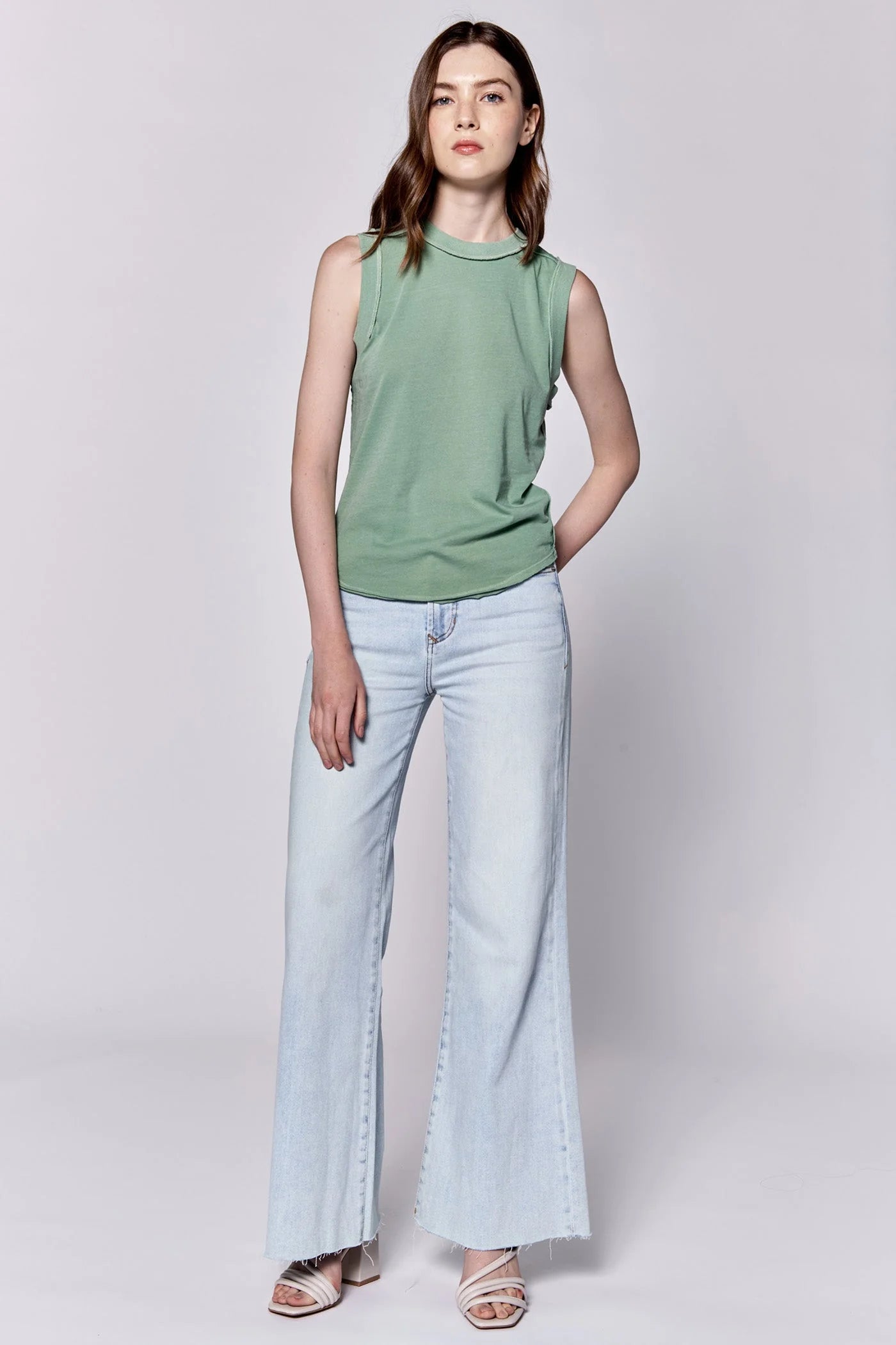 Dear John Zo Raw Edge Tank in Iceberg Green