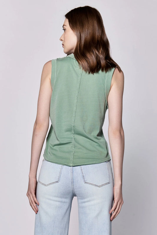 Dear John Zo Raw Edge Tank in Iceberg Green