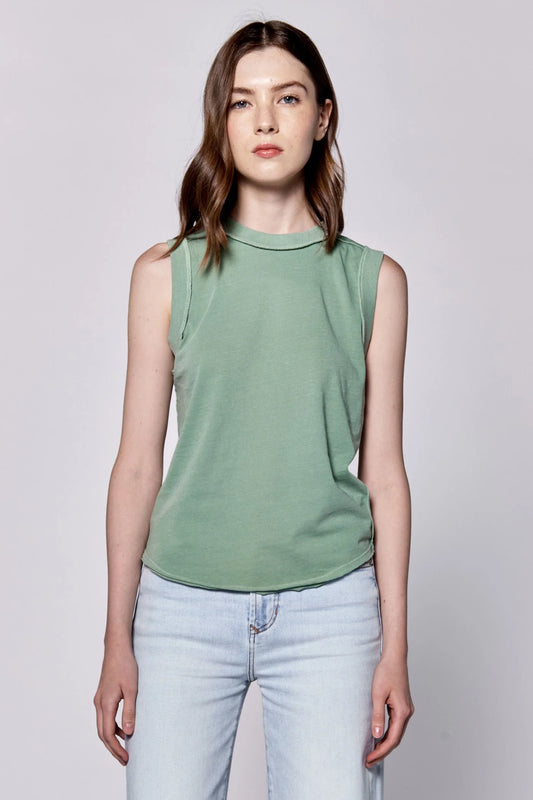 Dear John Zo Raw Edge Tank in Iceberg Green