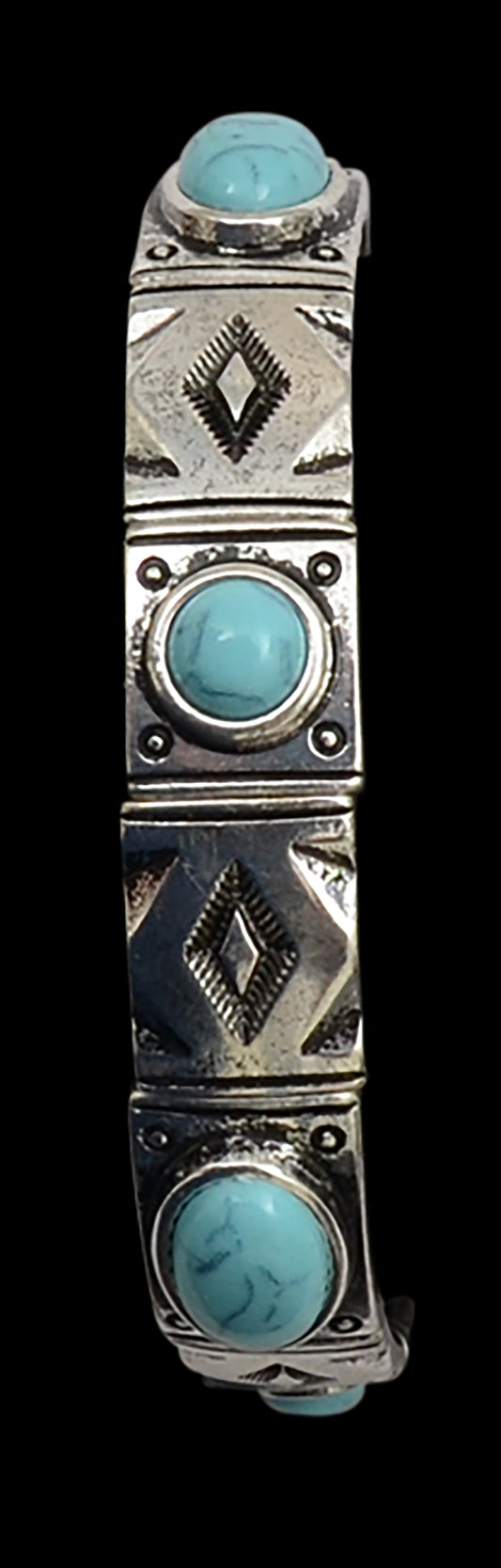 Antique Silver Aztec Stamped Bracelet