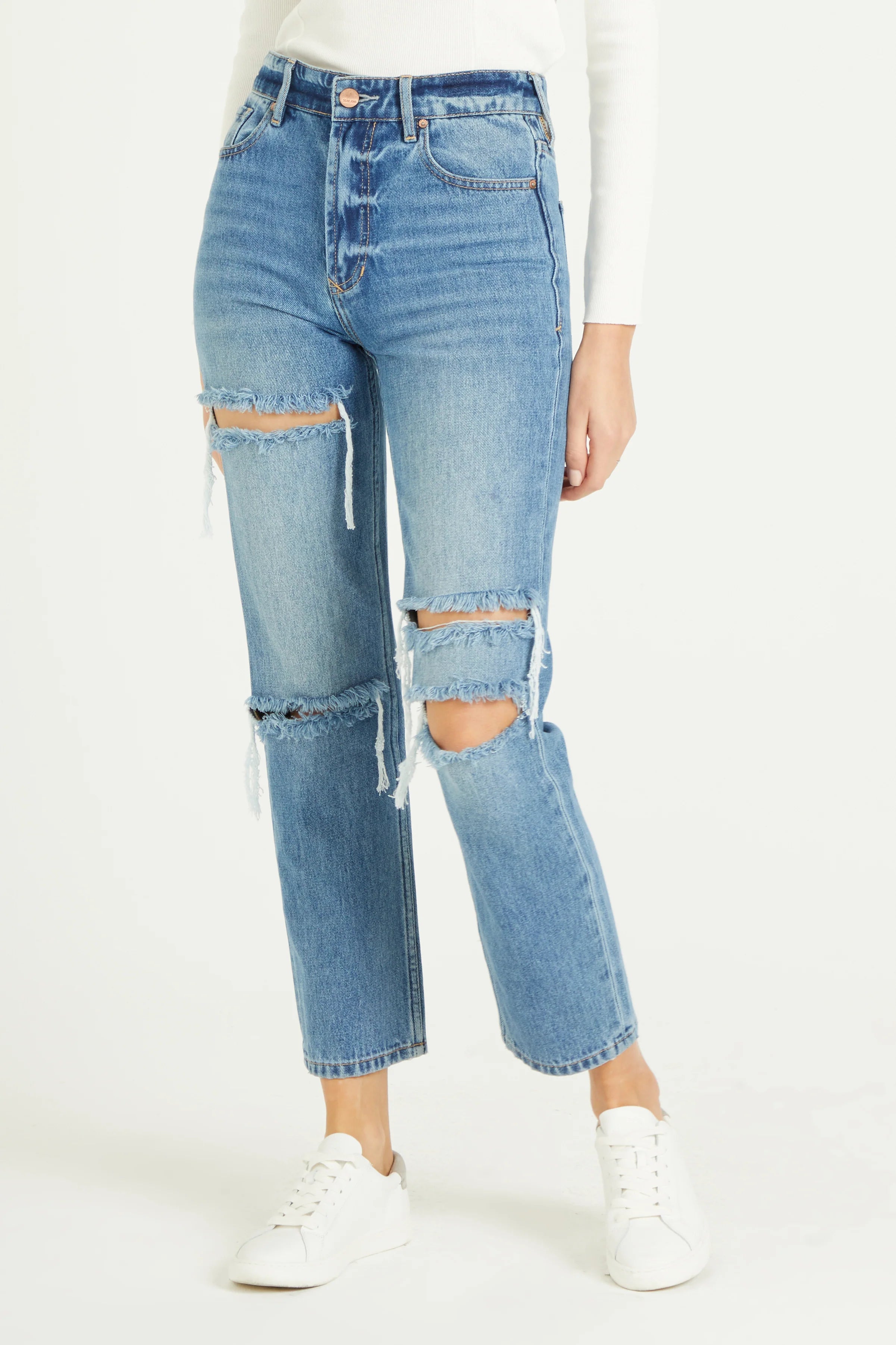 DEAR JOHN Super High Rise HOLLY Cuffed Straight Jeans Justice main image 0