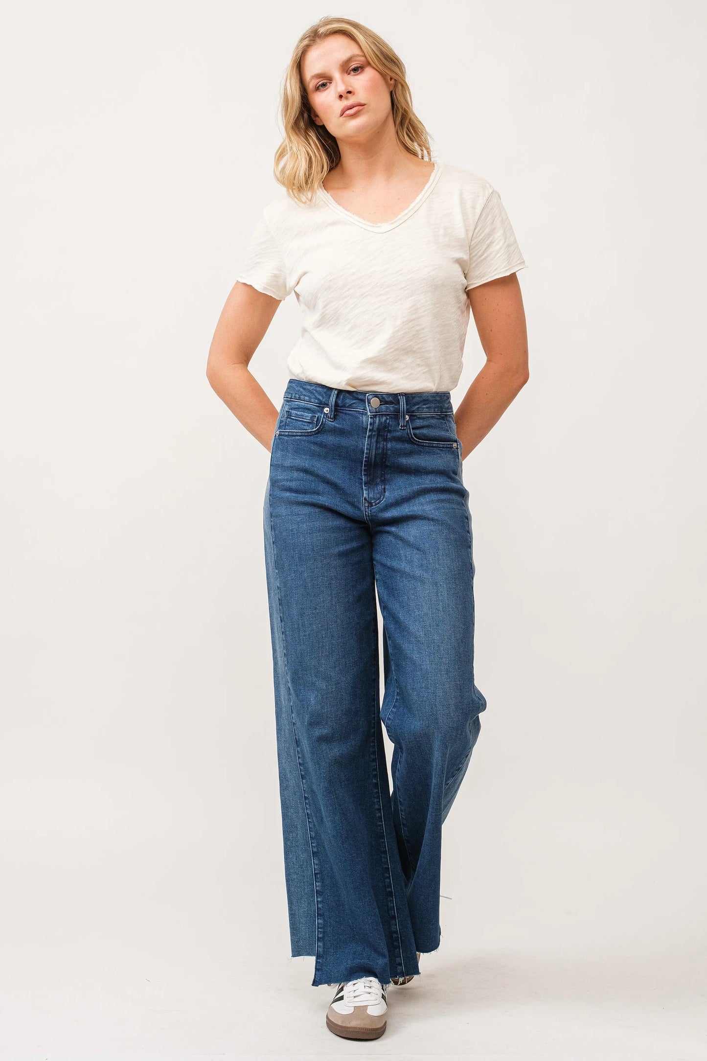 Dear John Fiona High Rise Wide Leg Jeans in Arctic Blue