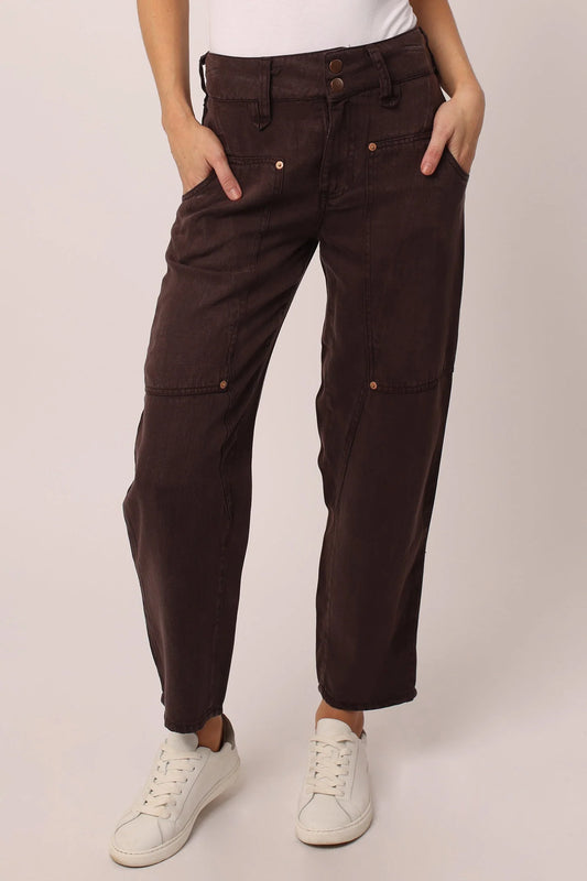 Dear John Lani High Rise Cropped Cargo Pants in Dark Oak