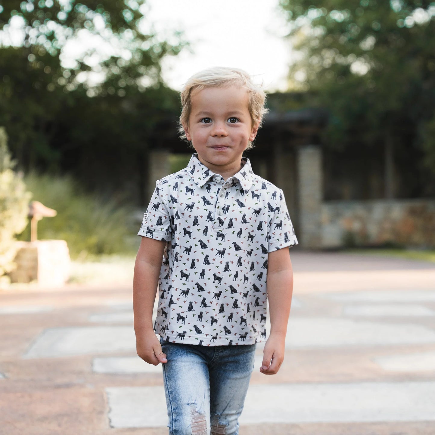 Burlebo Youth Performance Polo in Ducks and Dogs