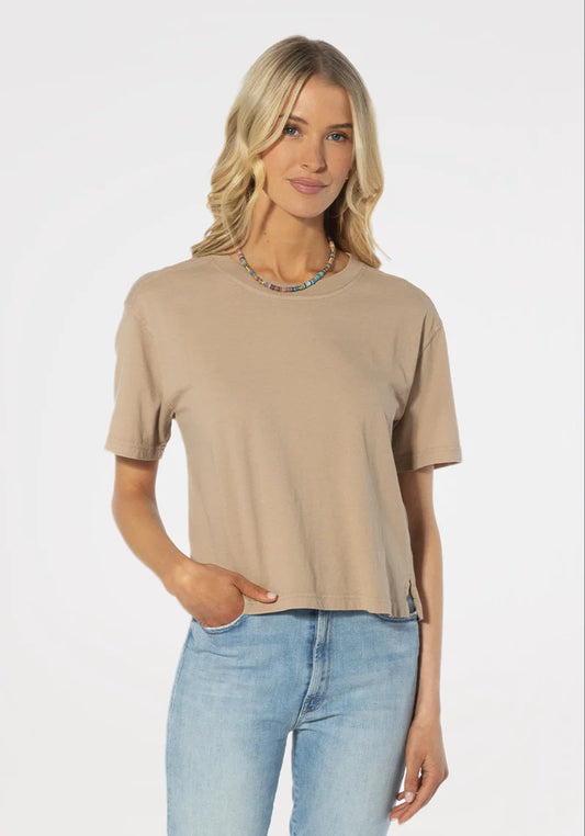 Dylan Rolled Short Sleeve Tee in Khaki