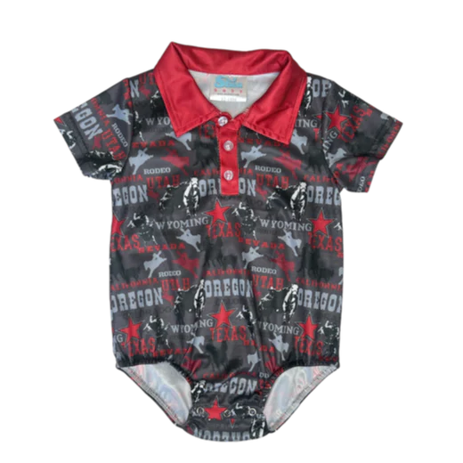 Shea Baby Rodeo Road Black Polo Onesie
